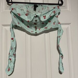 Forever 21 Mint Green Floral Bandeau Top